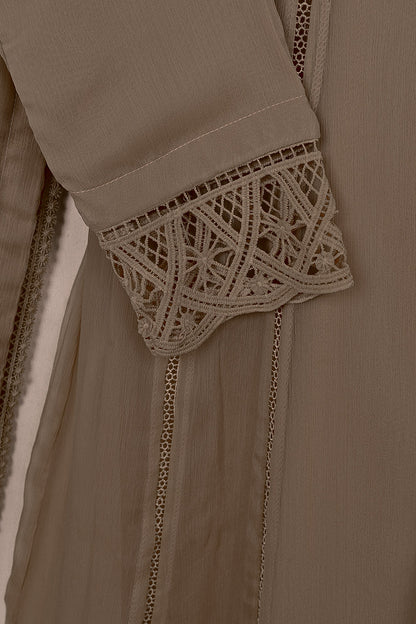 RTW-247-Brown - 3Pc Ready To Wear Chiffon Frock