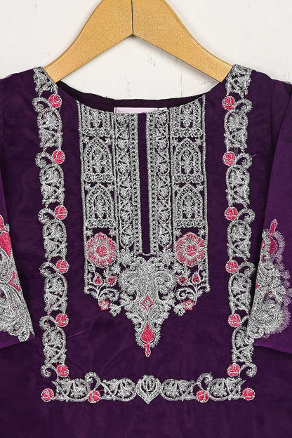 TKF-42-Purple - Kids 3Pc Ready to Wear Organza Formal Embroidered Dress