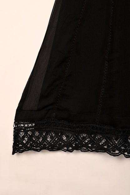 RTW-180-Black -  3Pc Ready To Wear Chiffon Frock