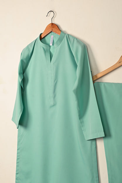 STP-291B-Sea Green - 2Pc Ready to Wear Malai Solid Dress