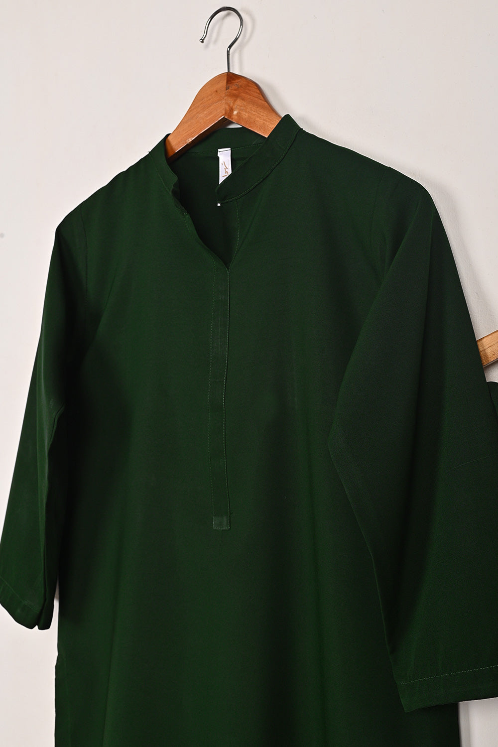 STP-224A-Bottle Green - 2Pc Ready to Wear Malai Solid Dress