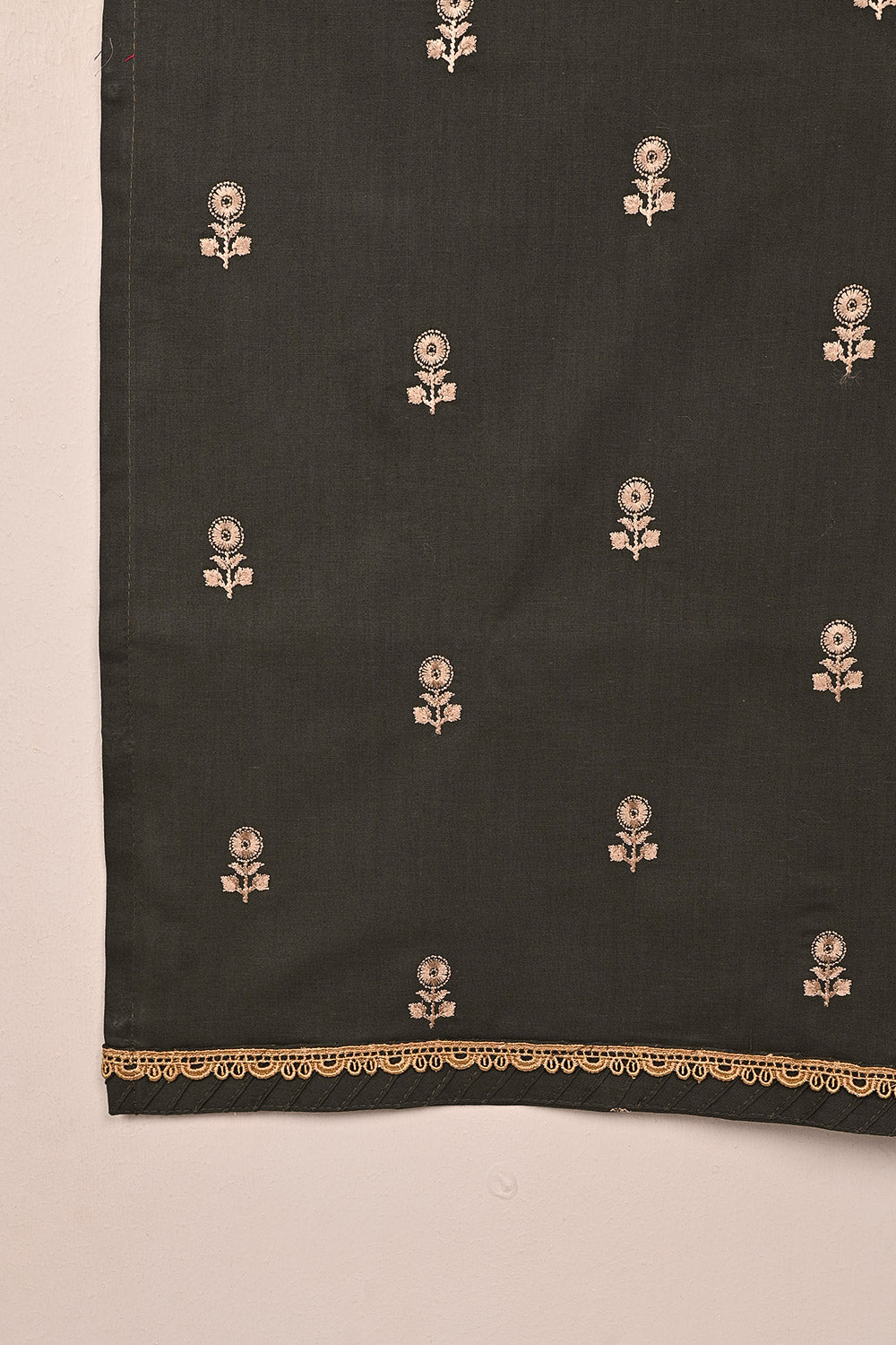 STP-194D-Mouse Gray - 2PC READY TO WEAR  EMBROIDERED COTTON DRESS