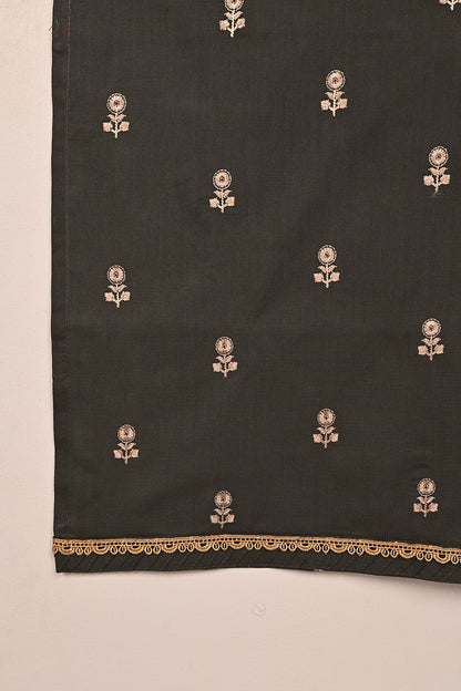 STP-194D-Mouse Gray - 2PC READY TO WEAR  EMBROIDERED COTTON DRESS