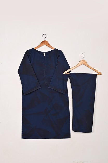 STP-206Q-Navy Blue - 2Pc Ready to Wear Spray Contoured Malai Fabric Co-Ord Set