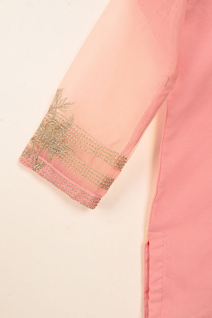 STP-071E-Peachy Pink- 2PC PREMIUM EMBROIDERED ORGANZA STITCHED