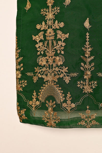 STP-080E-Green - 2Pc Organza Embroidered With Malai Trouser
