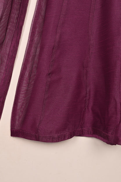 RTW-226-Royal Fuchsia -  3Pc Ready to Wear Khaddi Net Frock