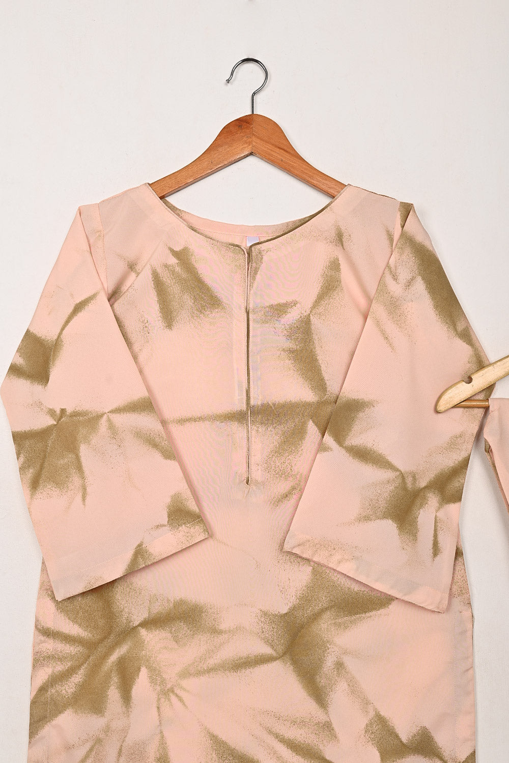 STP-206I-Peachy Pink - Women 2Pc Ready to Wear Spray Contoured Malai Fabric Co-Ord Set
