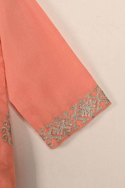 TKF-135-Peach - Kids 3Pc Ready to Wear Organza Formal Embroidered Dress