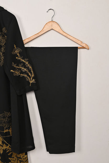 RTW-279-Black -  3Pc Ready to Wear Embroidered Chiffon Dress