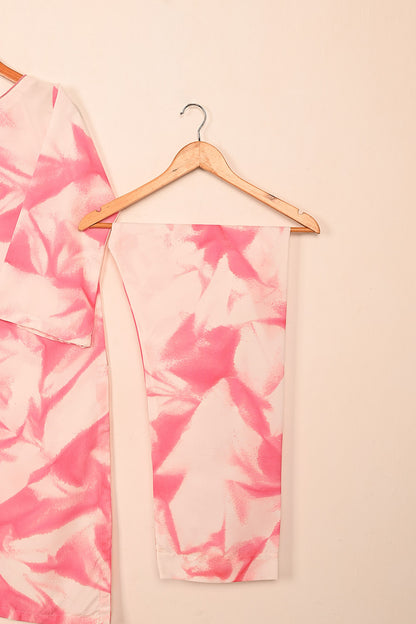 STP-206G-Pink - Women 2Pc Ready to Wear Spray Contoured Malai Fabric Co-Ord Set