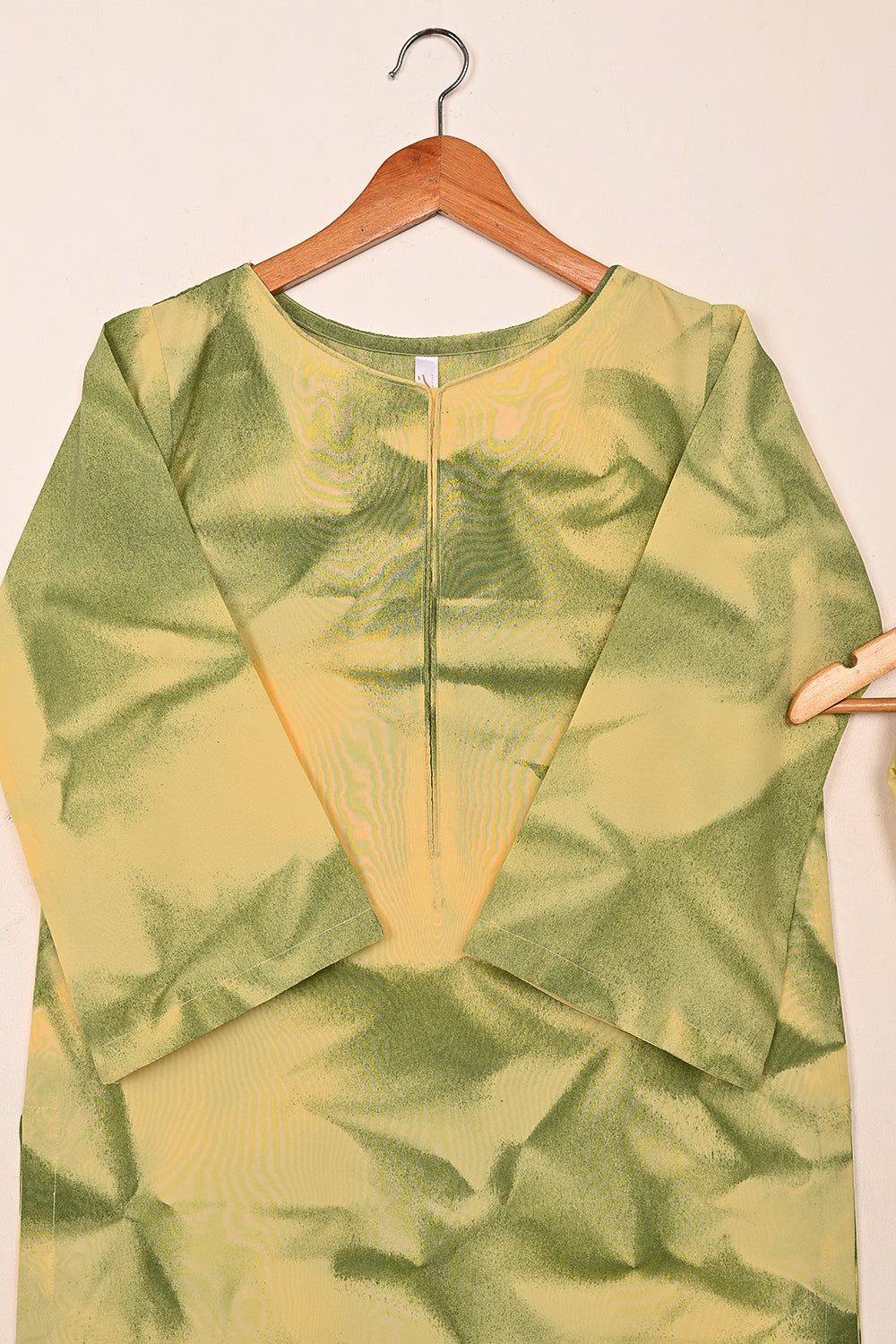 STP-206P-Yellow - 2Women 2Pc Ready to Wear Spray Contoured Malai Fabric Co-Ord Set