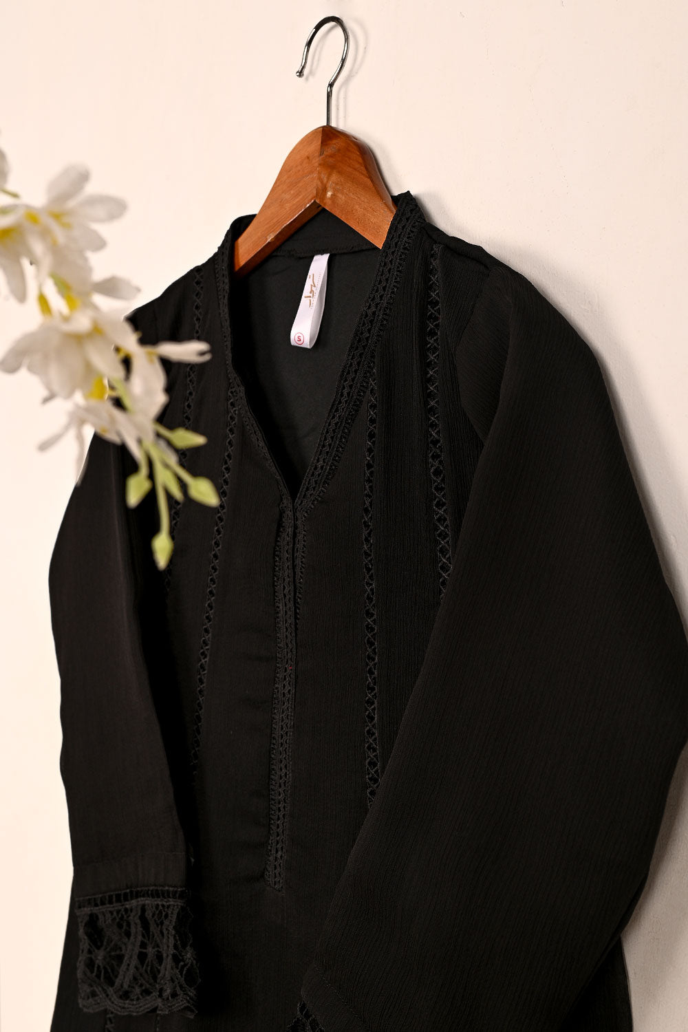 RTW-180-Black -  3Pc Ready To Wear Chiffon Frock