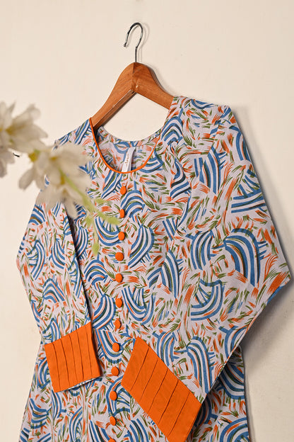 TS-237-Gray - 1 Pc Cotton Printed Ready to Wear Frock