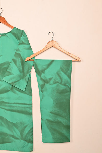 STP-206C-Aqua green - Women 2Pc Ready to Wear Spray Contoured Malai Fabric Co-Ord Set