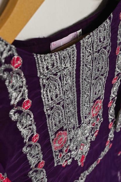 TKF-42-Purple - Kids 3Pc Ready to Wear Organza Formal Embroidered Dress