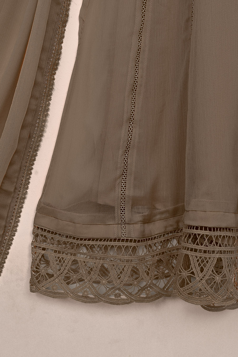 RTW-247-Brown - 3Pc Ready To Wear Chiffon Frock