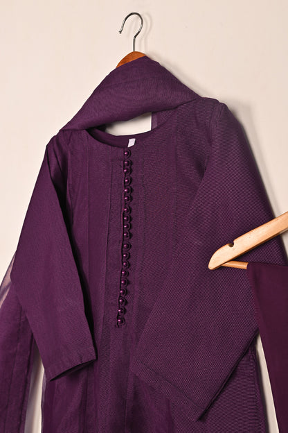 RTW-250-Purple -  3Pc Ready to Wear Javeria Net Frock