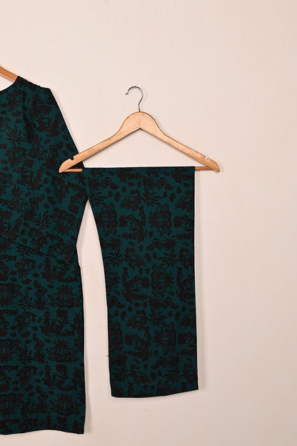 STP-201B-Turquoise - 2Pc Ready to Wear Malai Printed Co-Ord Dress
