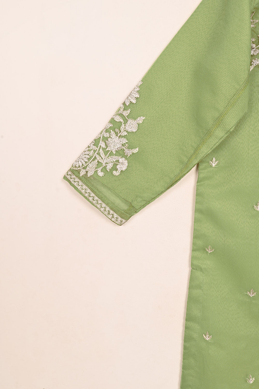 RTW-205-Green - 3Pc Ready to Wear 3Pc Javeria Net Embroidered  Dress