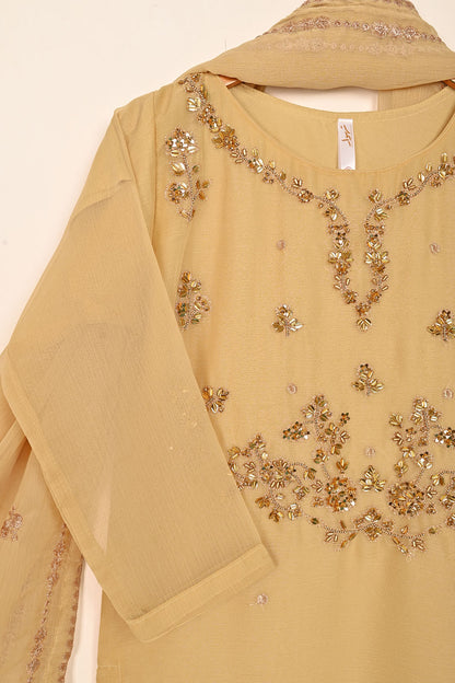 RTW-189-Skin - 3Pc Ready to Wear Embroidered Adda Work Chiffon Dress