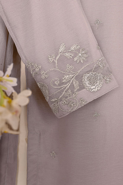 RTW-218-Light Purple -  3Pc Ready to Wear Embroidered Chiffon Dress