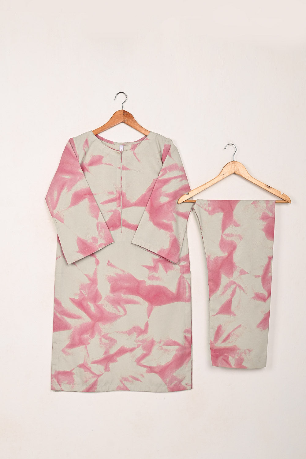 STP-206K-Gray - Women 2Pc Ready to Wear Spray Contoured Malai Fabric Co-Ord Set