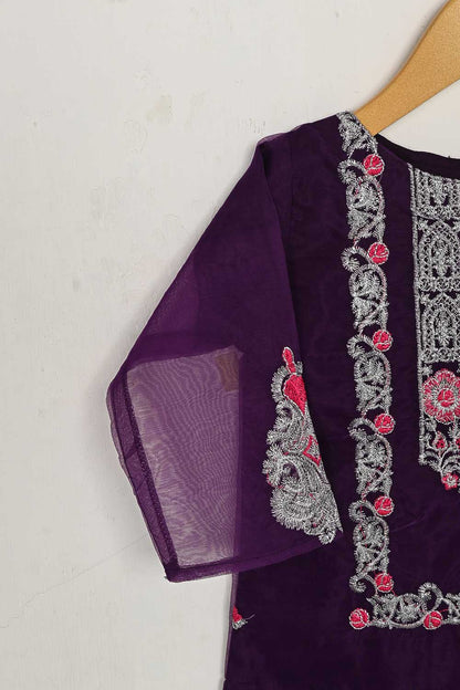 TKF-42-Purple - Kids 3Pc Ready to Wear Organza Formal Embroidered Dress
