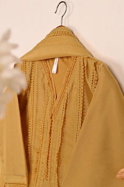 RTW-229-Mustard -  3Pc Ready to Wear Javeria Net Frock