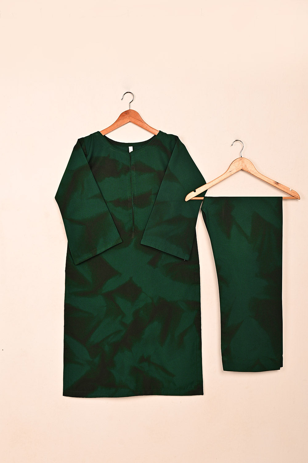 STP-206B-Bottle Green - Women 2Pc Ready to Wear Spray Contoured Malai Fabric Co-Ord Set