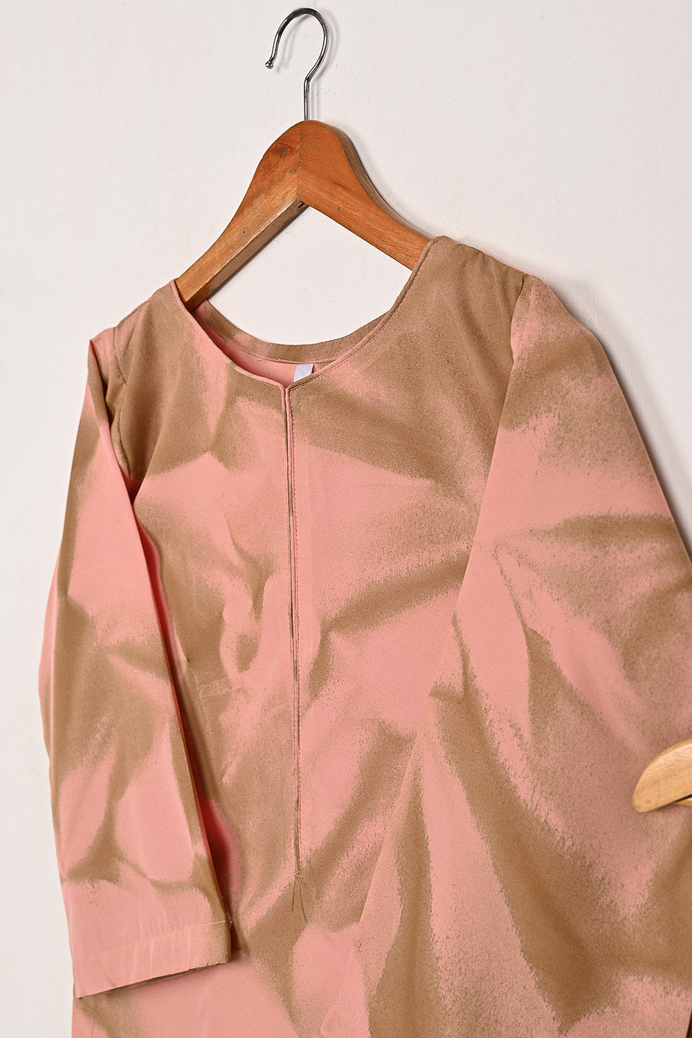STP-206J-Tea Pink - Women 2Pc Ready to Wear Spray Contoured Malai Fabric Co-Ord Set