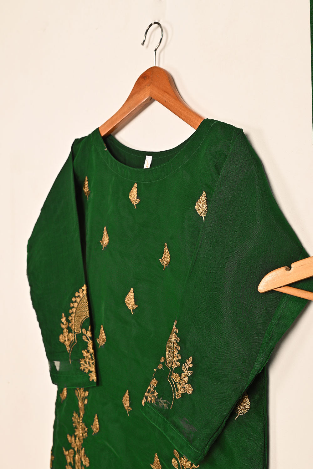 STP-080E-Green - 2Pc Organza Embroidered With Malai Trouser