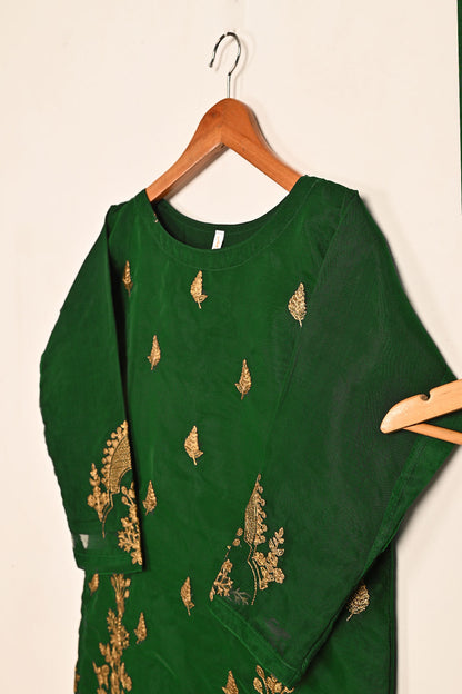 STP-080E-Green - 2Pc Organza Embroidered With Malai Trouser