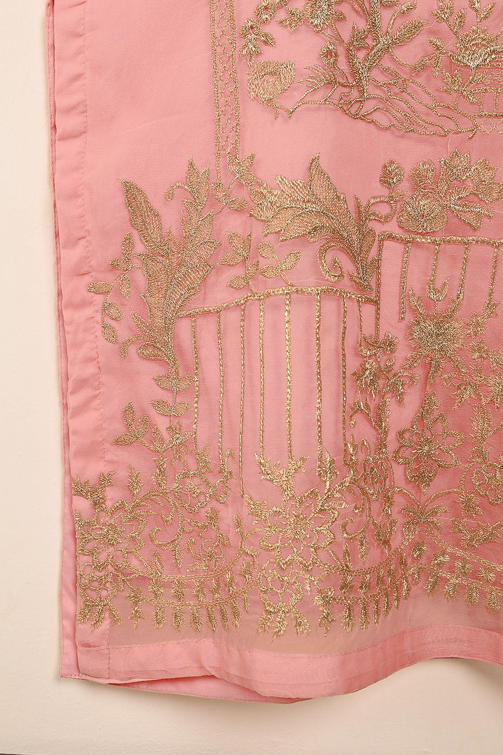STP-071E-Peachy Pink- 2PC PREMIUM EMBROIDERED ORGANZA STITCHED