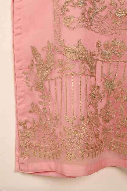 STP-071E-Peachy Pink- 2PC PREMIUM EMBROIDERED ORGANZA STITCHED
