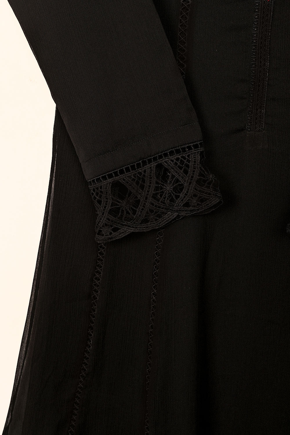 RTW-180-Black -  3Pc Ready To Wear Chiffon Frock