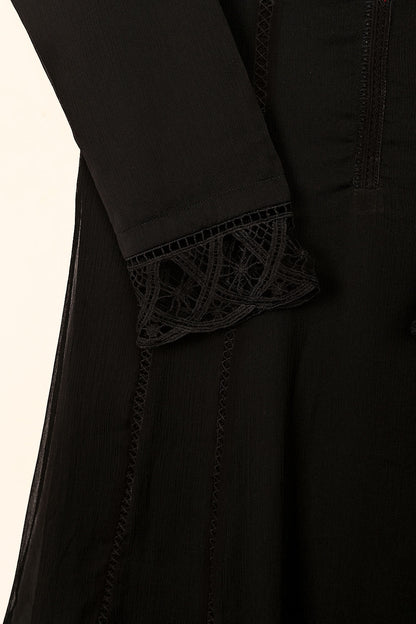 RTW-180-Black -  3Pc Ready To Wear Chiffon Frock