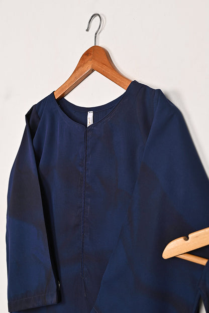 STP-206Q-Navy Blue - 2Pc Ready to Wear Spray Contoured Malai Fabric Co-Ord Set