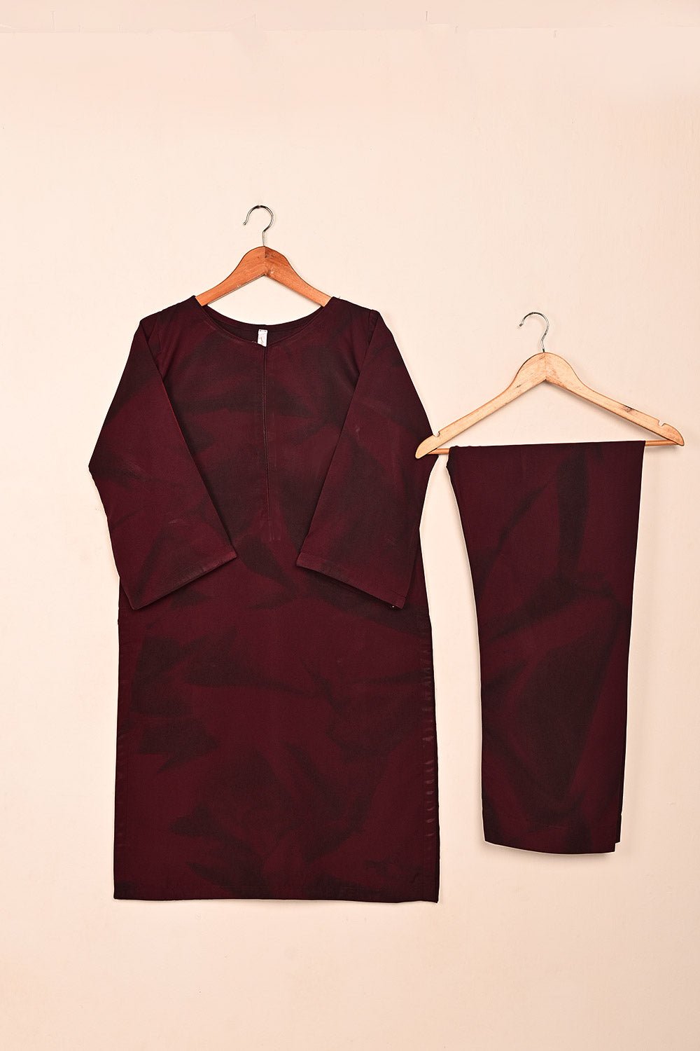 STP-206A-Maroon - Women 2Pc Ready to Wear Spray Contoured Malai Fabric Co-Ord Set