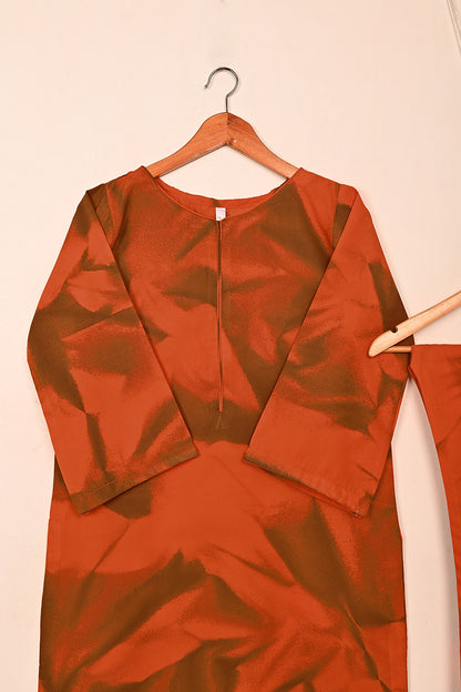 STP-206F-Orange - Women 2Pc Ready to Wear Spray Contoured Malai Fabric Co-Ord Set