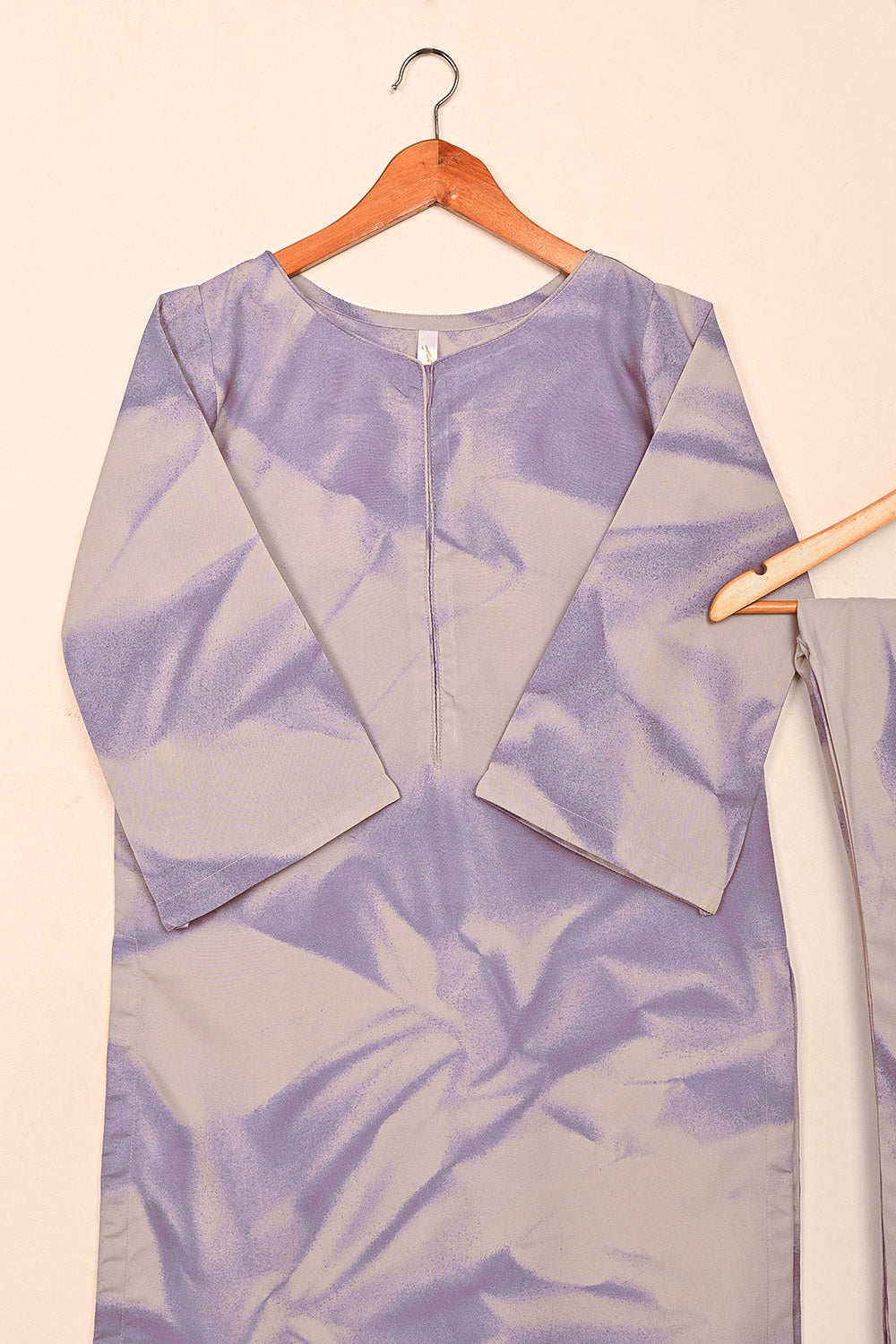 STP-206D-Light Purple - Women 2Pc Ready to Wear Spray Contoured Malai Fabric Co-Ord Set