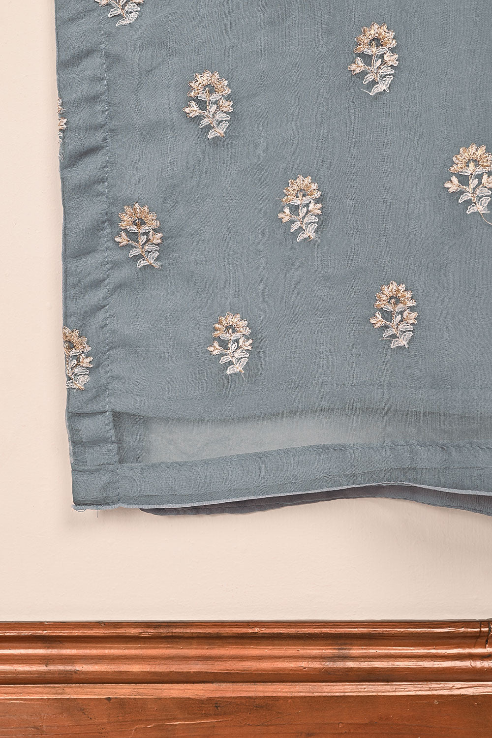 STP-091B-Grey - 2PC Organza Embroidered Stitched