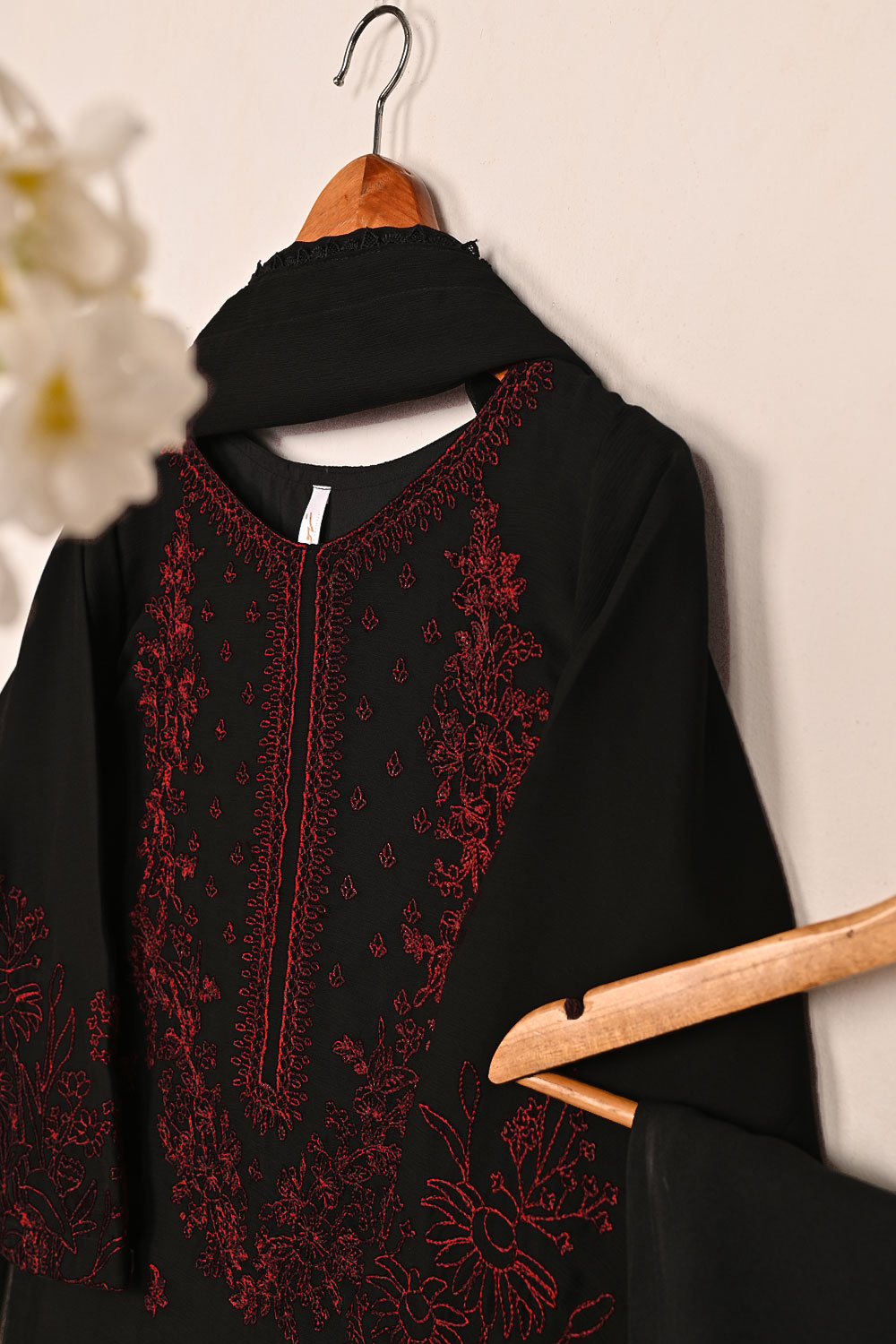RTW-221-Black - 3Pc Ready to Wear Embroidered Chiffon Dress REHLIN RTW-221-Black - 3Pc Ready to Wear Embroidered Chiffon Dress REHLIN