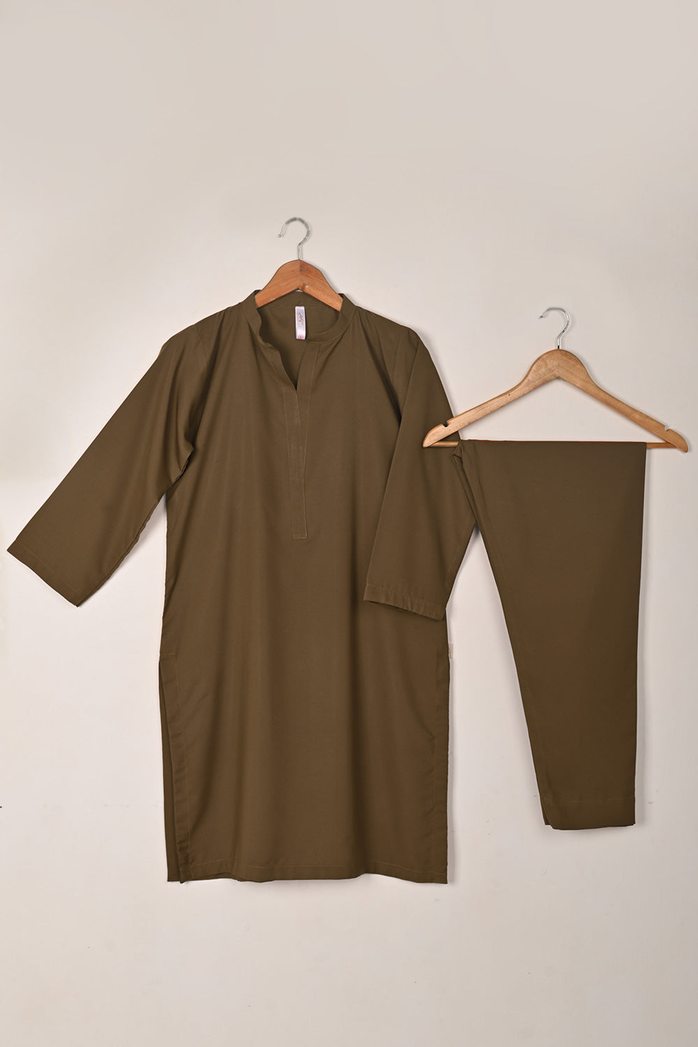 STP-221J-Khaki - 2Pc Ready to Wear Malai Solid Dress