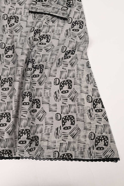 RTW-160-Grey - 3Pc Stitched Cotton Dress
