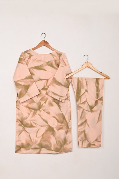 STP-206I-Peachy Pink - Women 2Pc Ready to Wear Spray Contoured Malai Fabric Co-Ord Set