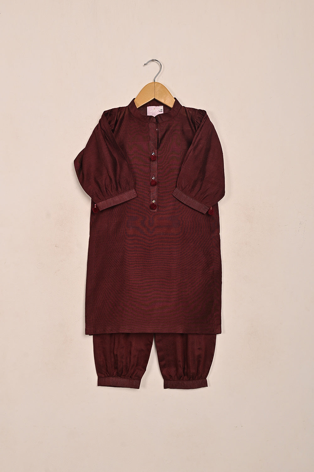 TKF-222-Maroon - Kids 2Pc Ready to Wear Khaddi Dress