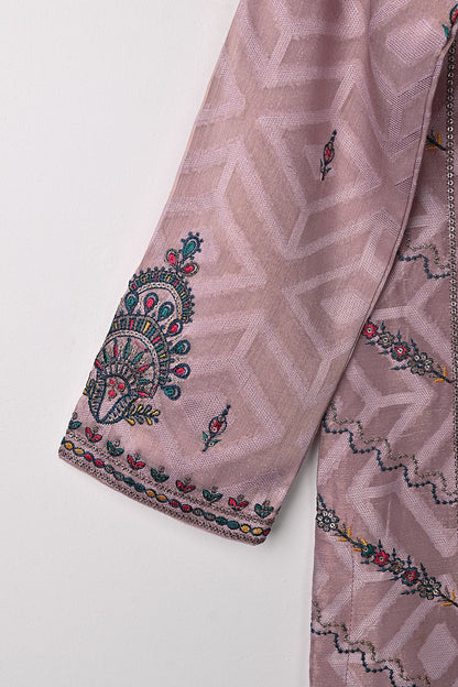 RTW-345-Tea Pink -  3Pc Ready to Wear Jacquard Mysoori Embroidered Dress