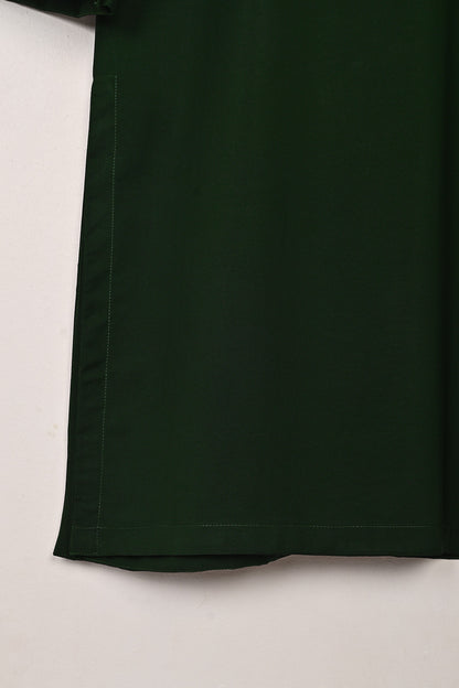 STP-224A-Bottle Green - 2Pc Ready to Wear Malai Solid Dress