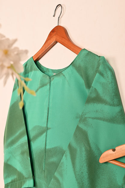 STP-206C-Aqua green - Women 2Pc Ready to Wear Spray Contoured Malai Fabric Co-Ord Set